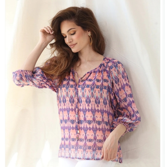 🇺🇸 Veronica M NWTs Chiffon Blouse - Picture 1 of 5